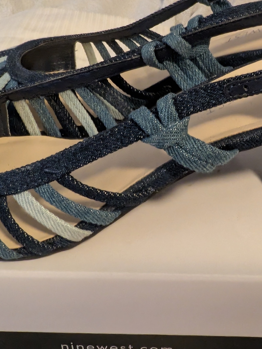 Nine West Women's Denim Multi Blue colored slingback Shoes